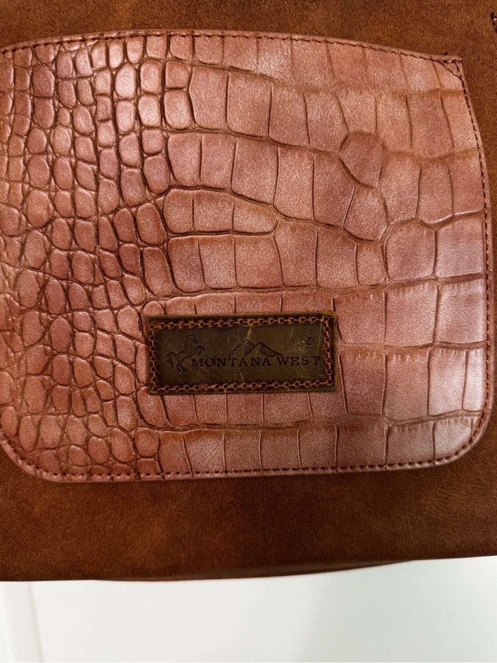 Montana West Brown Croc Print Concealed Carry Hobo Shoulder Bag - Picture 10 of 16